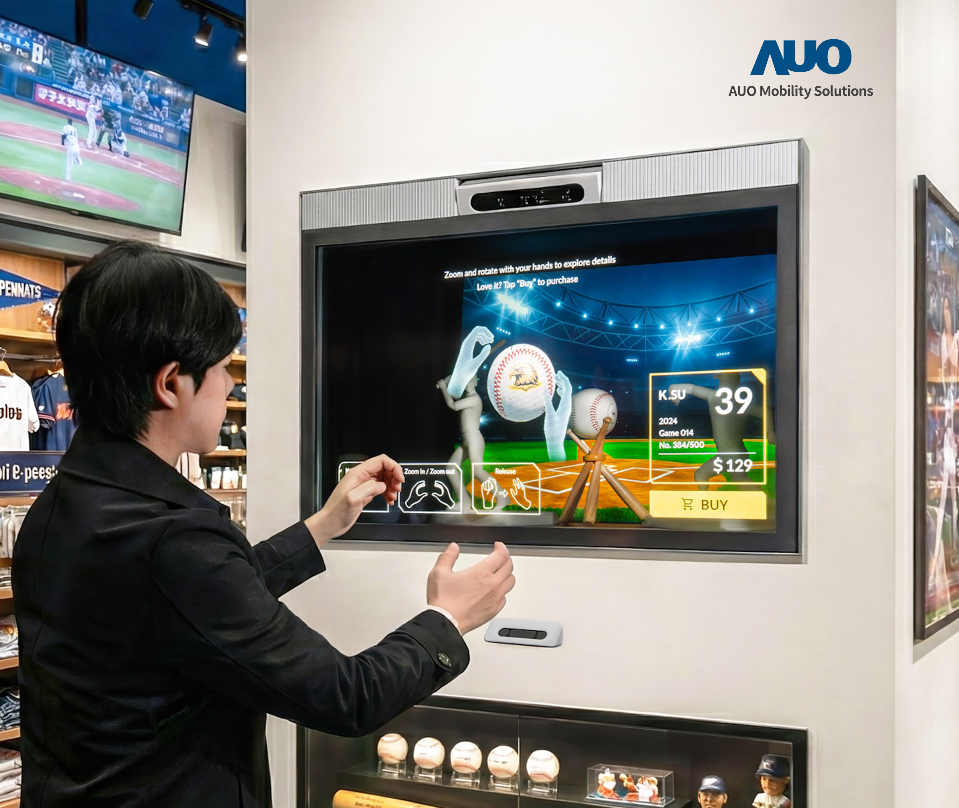 The 64-inch Sports AR Solution enables interactive applications between live sporting events and a transparent Micro LED display. Whether for accessing more information about participants or teams, or for enhanced marketing engagement, all interactions can be easily accomplished on the transparent display&mdash;ushering in a new era of immersive marketing experiences.